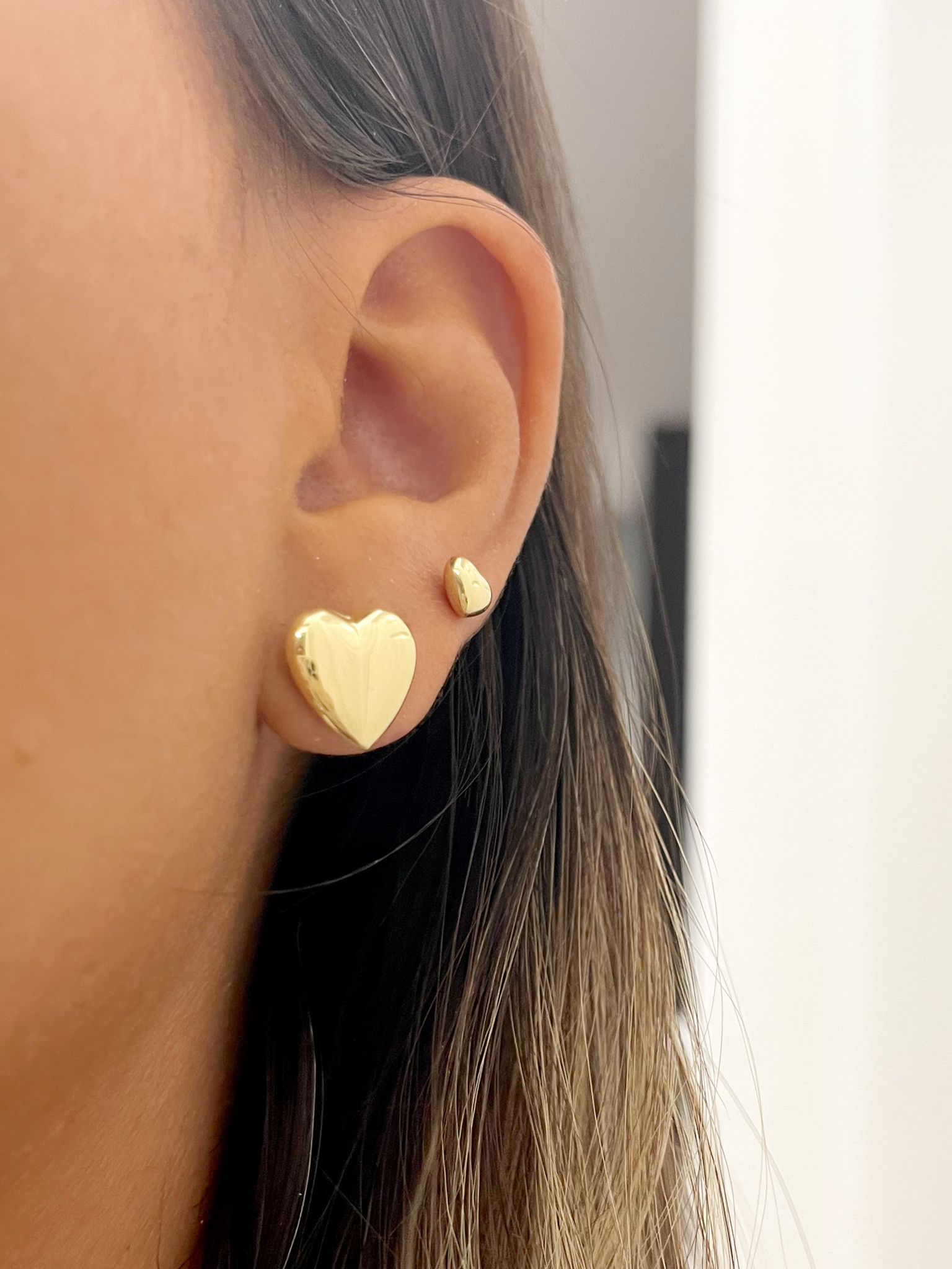 Large heart  gold earrings