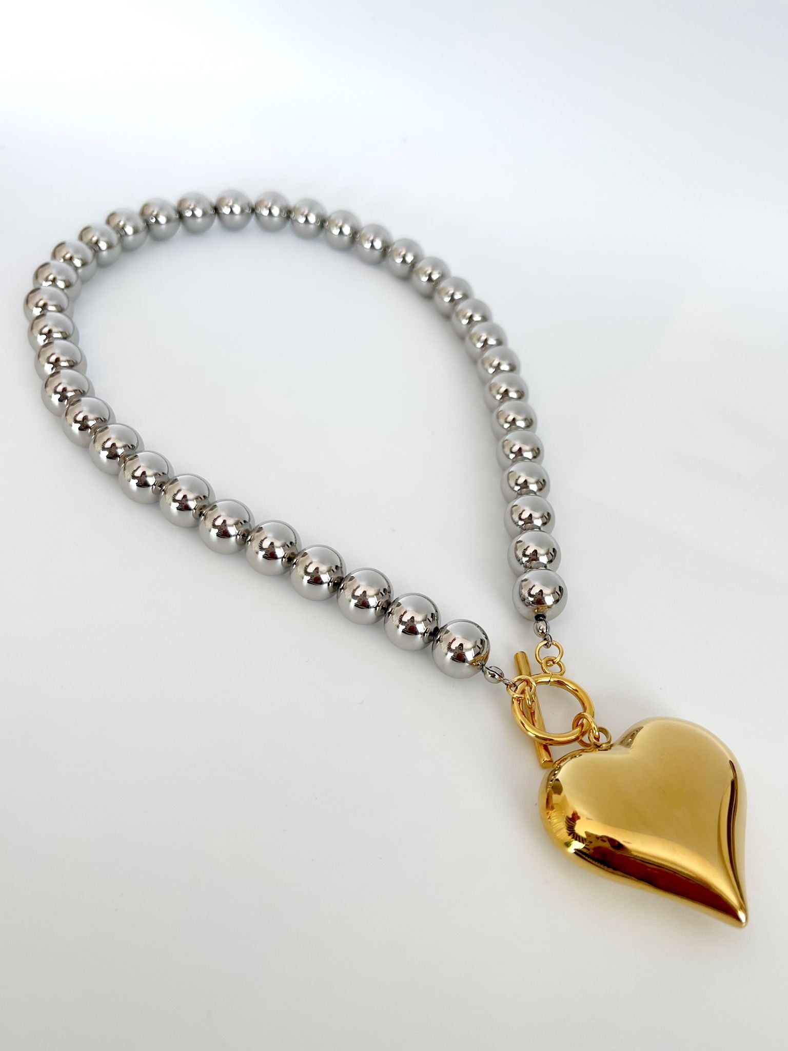 Gold & silver heart necklace