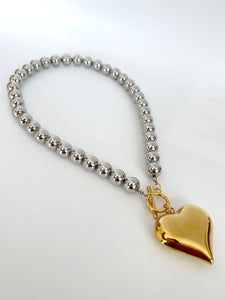 Gold & Silver Heart Necklace