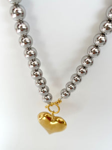 Gold & Silver Heart Necklace