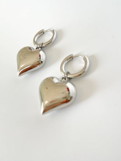 Queen of Hearts Silver Hoops