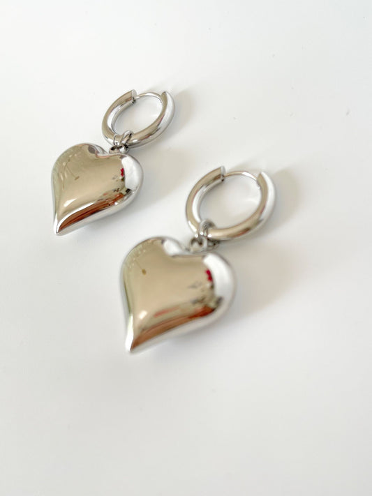 Queen of Hearts Silver Hoops