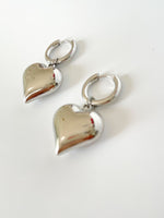 Load image into Gallery viewer, Queen of Hearts Silver Hoops
