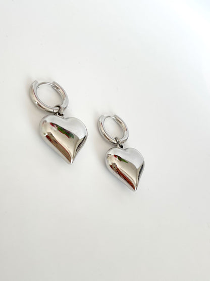 Queen of Hearts Silver Hoops