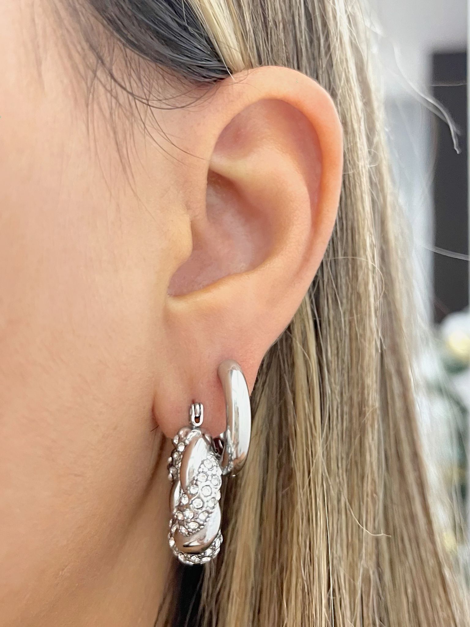 Classic silver hoops