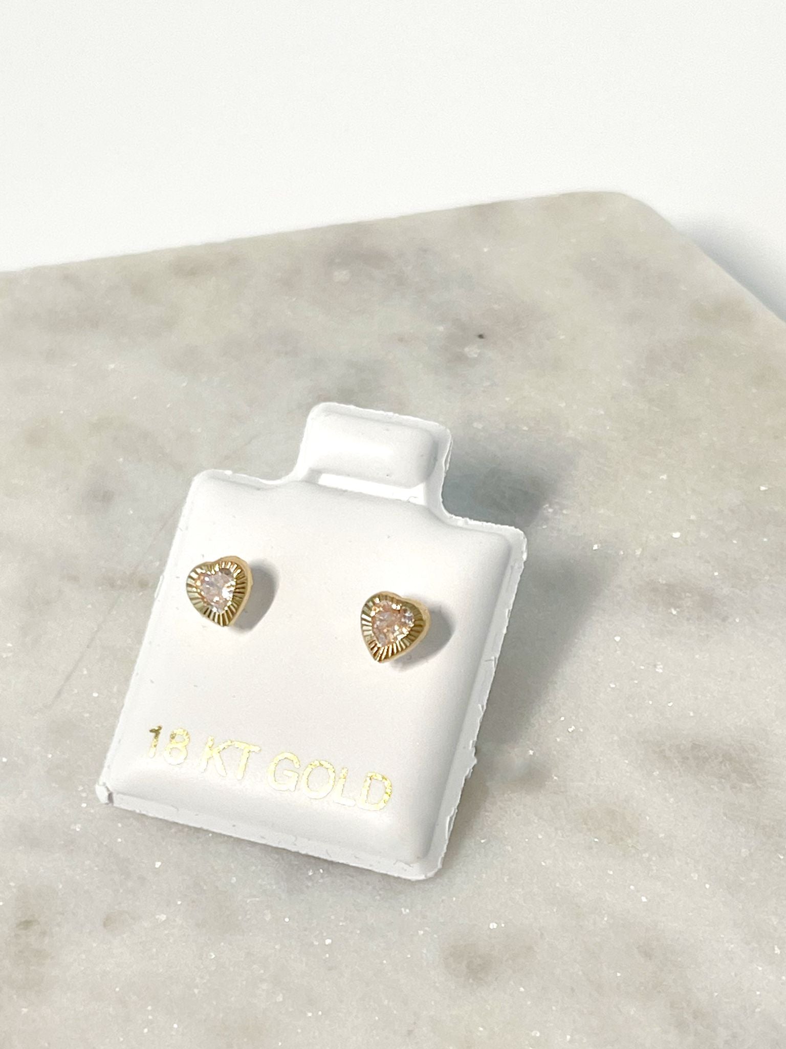 Heart gold zircon earrings model 1