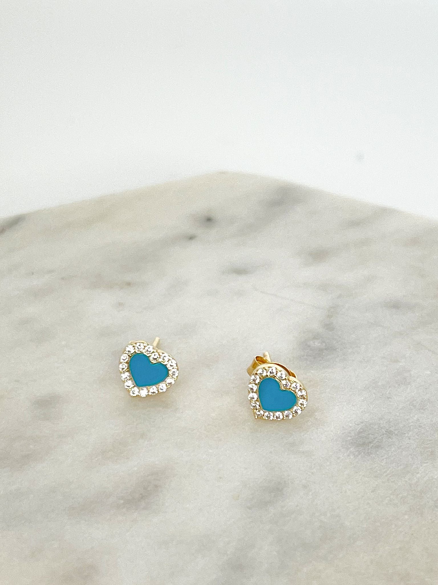 Heart Turquoise mini gold earrings