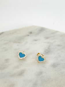 Heart Turquoise mini gold earrings