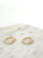 Load image into Gallery viewer, Large gold zircon hoops

