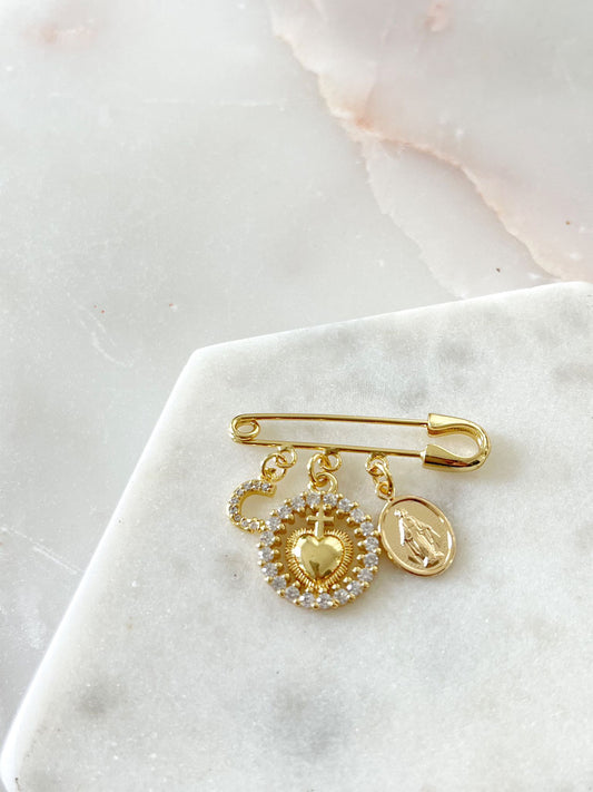 Baby Pin Sagrado Corazón (initials available)