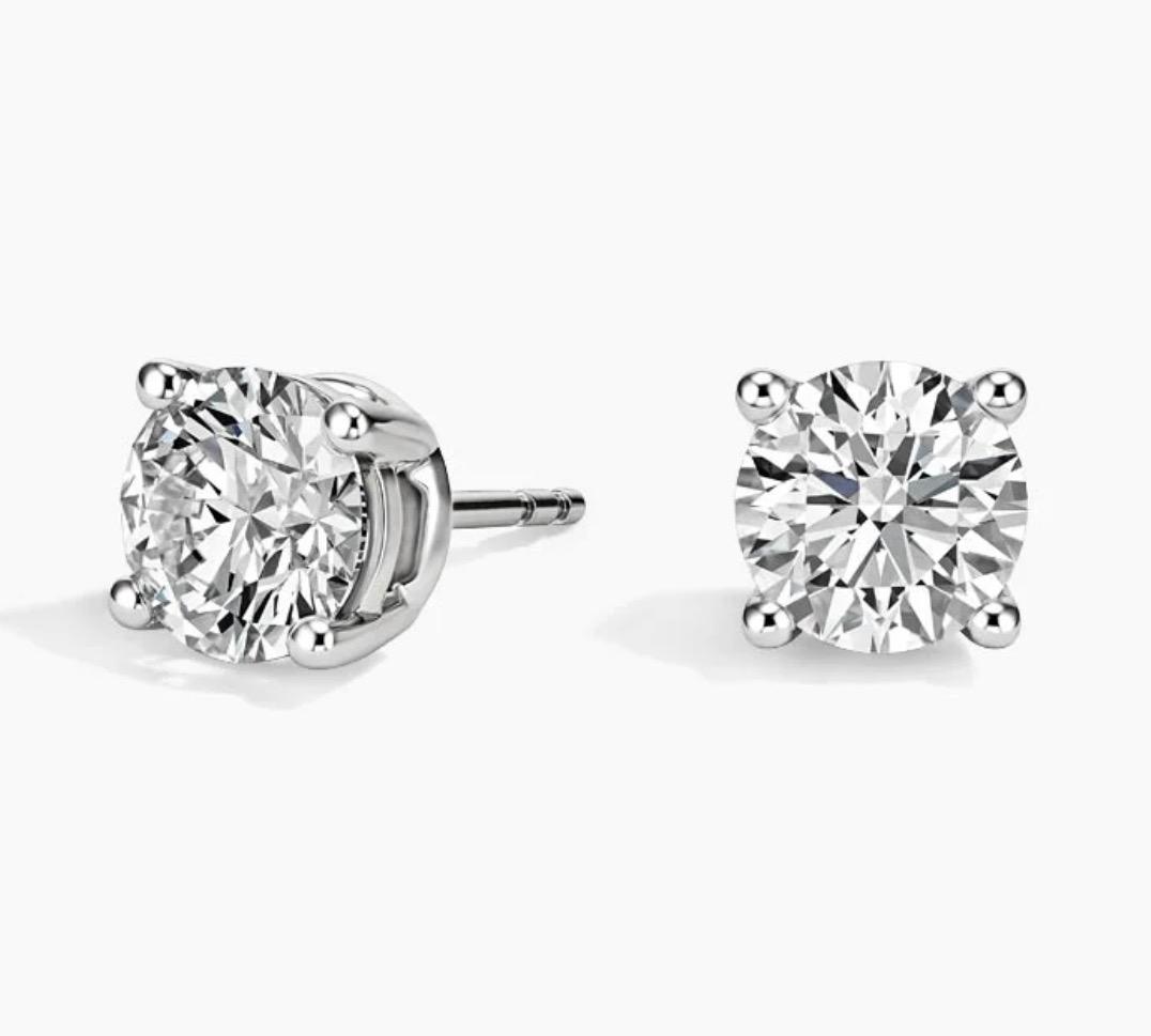 Lab diamonds tud earrings gold white
