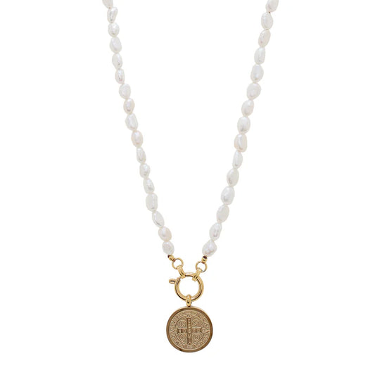 Saint Benedict Pearl Necklace Small