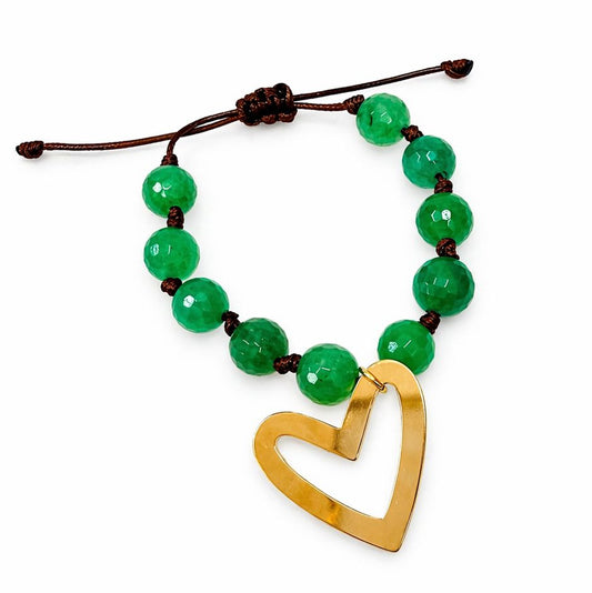 Natural stone green large bracelet