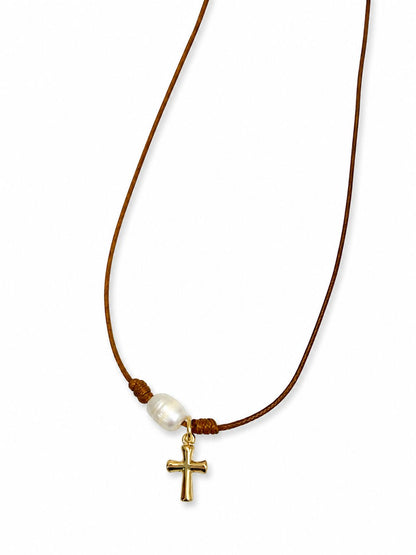 Pearl Cross Choker | By Sandra 