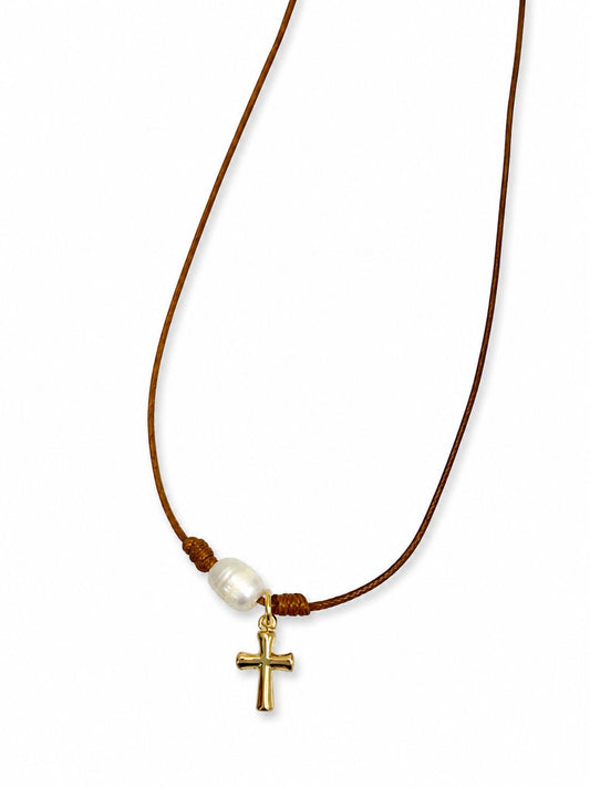 Pearl Cross Choker | By Sandra 