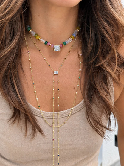 Rainbow Tie Lariat | By Sandra Frometa 