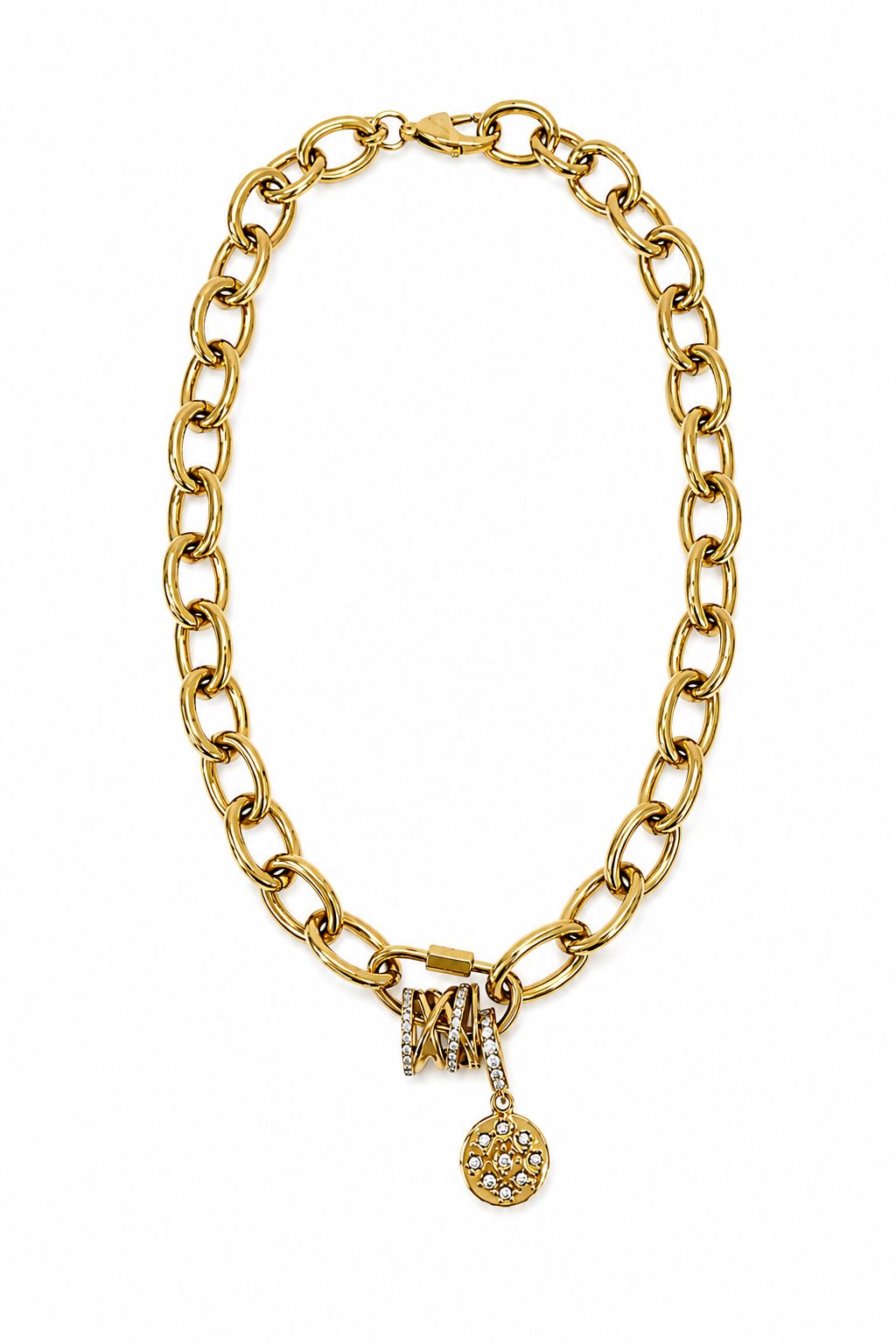 Rosy chunky gold necklace