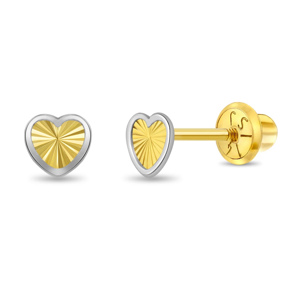 Two Tone Heart Earrings in 14k Gold | By Sandra Frometa