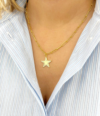 Paper Clip Star Necklace