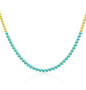 Full heart turquoise tennis necklace