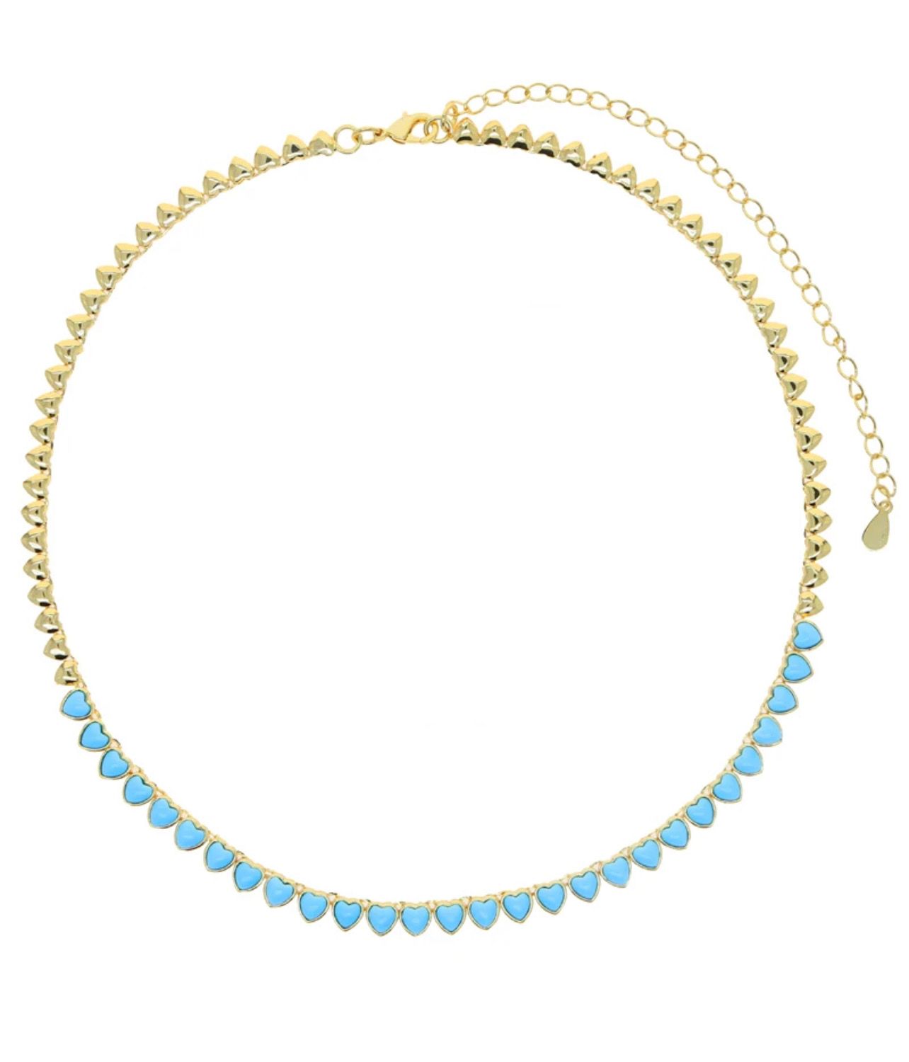 Full heart turquoise tennis necklace