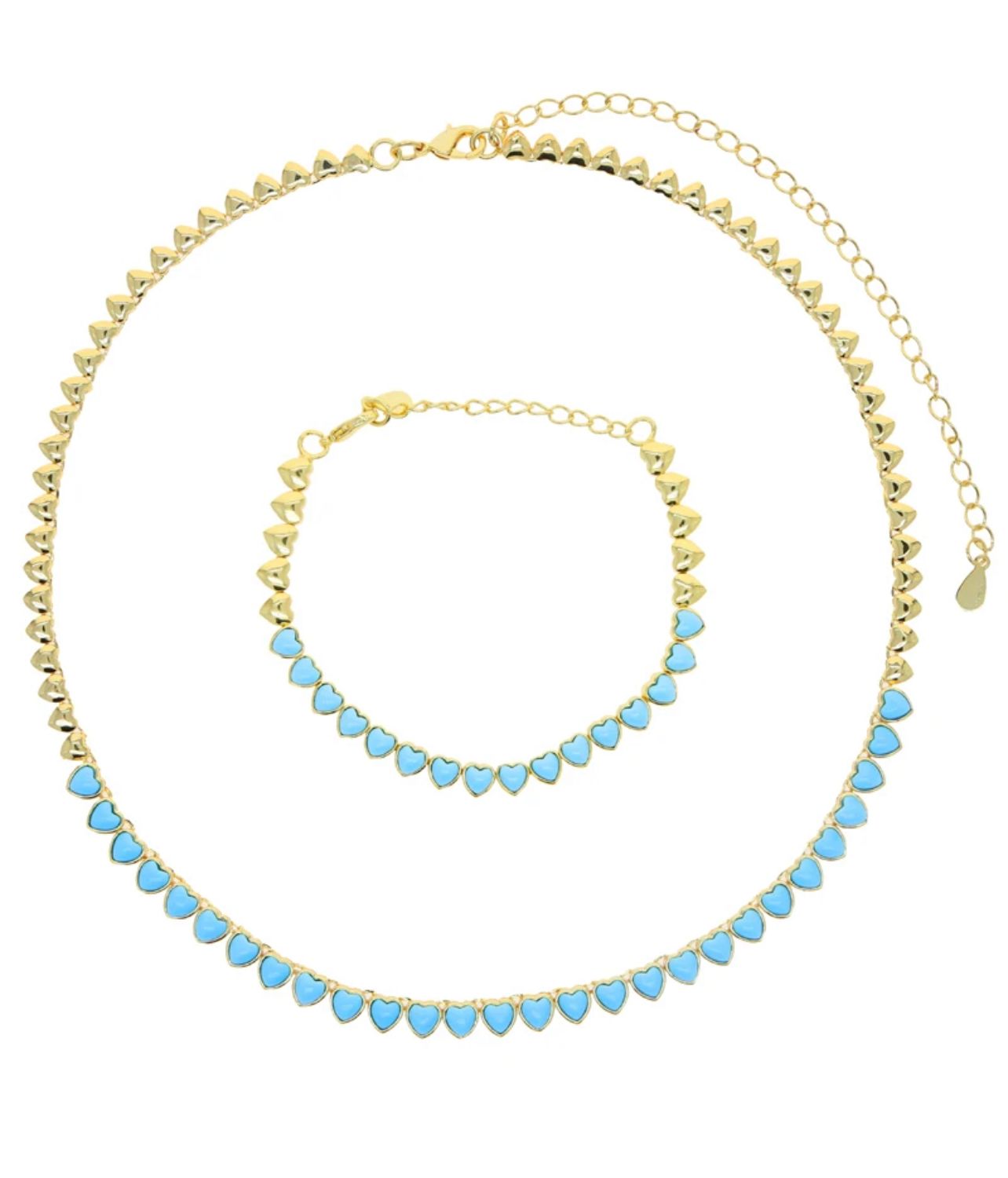 Full heart turquoise tennis necklace