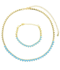 Full heart turquoise tennis necklace
