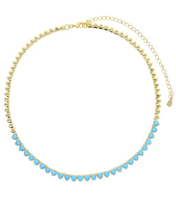 Full heart turquoise tennis necklace