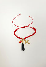Load image into Gallery viewer, Azabache - Pionia y Cruz Red Bracelet
