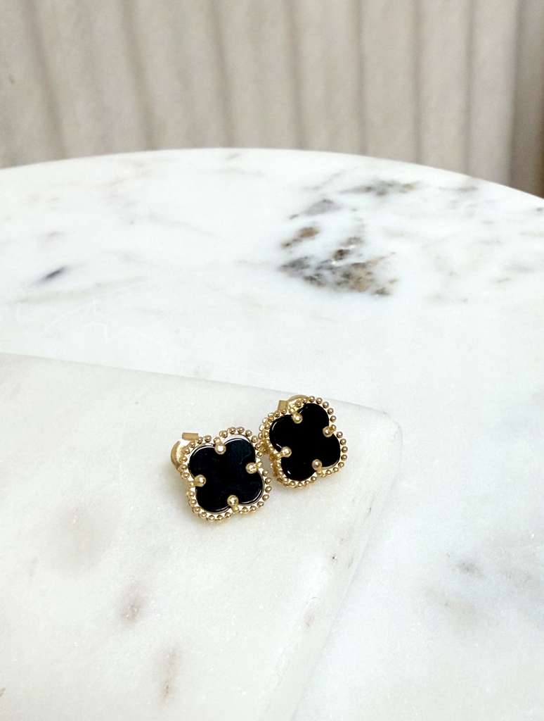 Blossom Black 18k Gold Earrings
