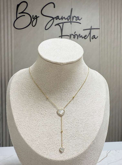 Isabel White Necklace Gold 18k