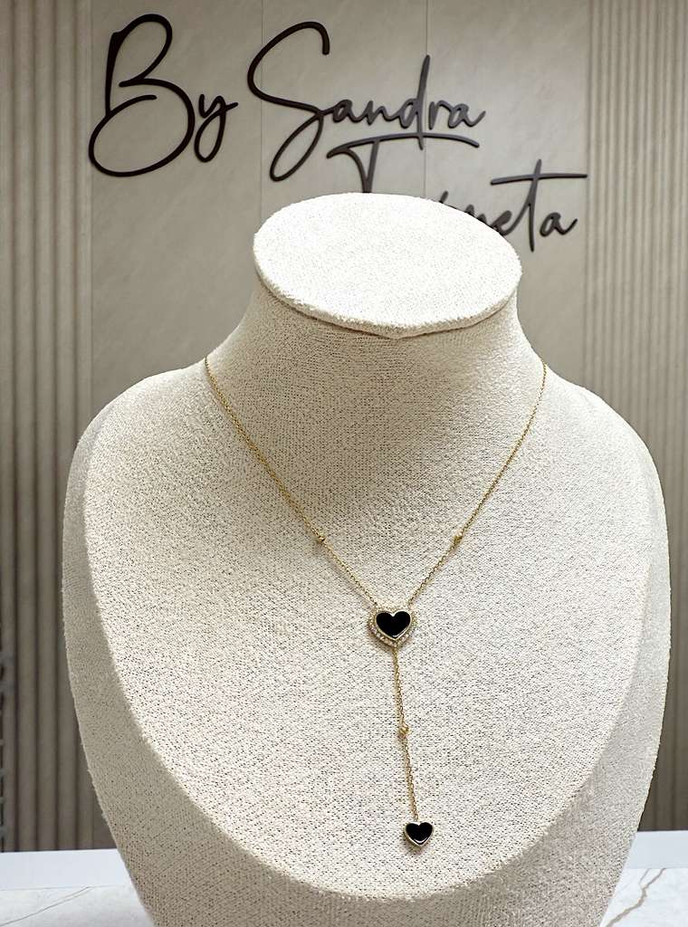 Isabel Black Necklace Gold 18k