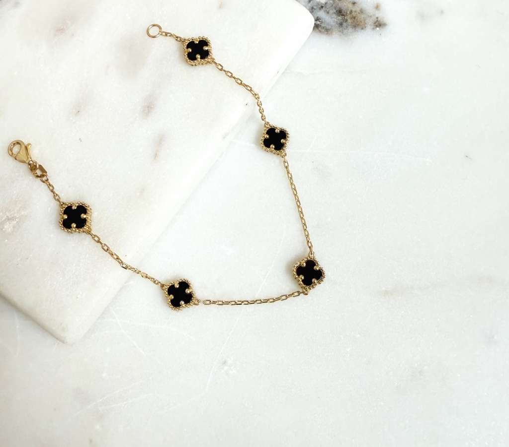 Blossom Mini Black Bracelet Gold 18k