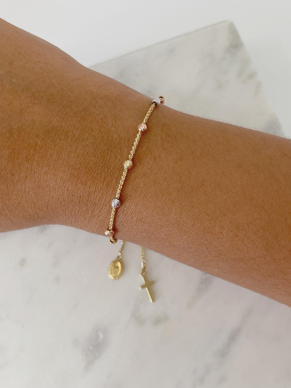 Rosary Three Gold Adjustable Bracelets Gold 18k