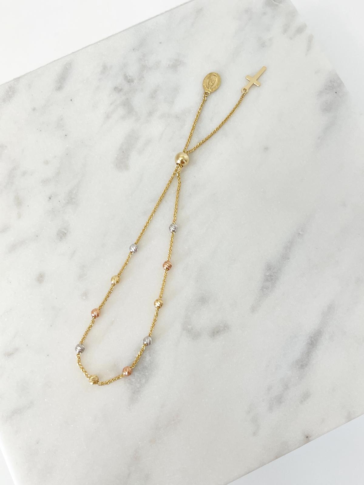 Rosary Three Gold Adjustable Bracelets Gold 18k