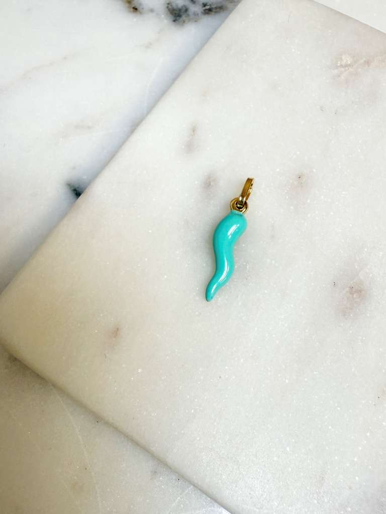 Large Turquoise Gold Cornicello