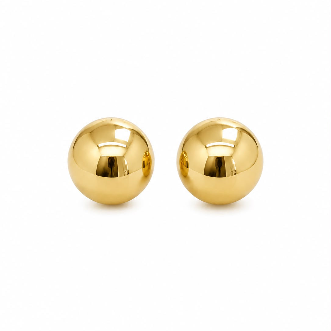 Classic 18k Gold Plated Ball Stud Earrings | By Sandra Frometa
