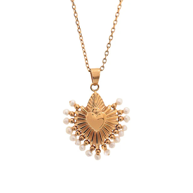 CUORE PEARLS STONES NECKLACE