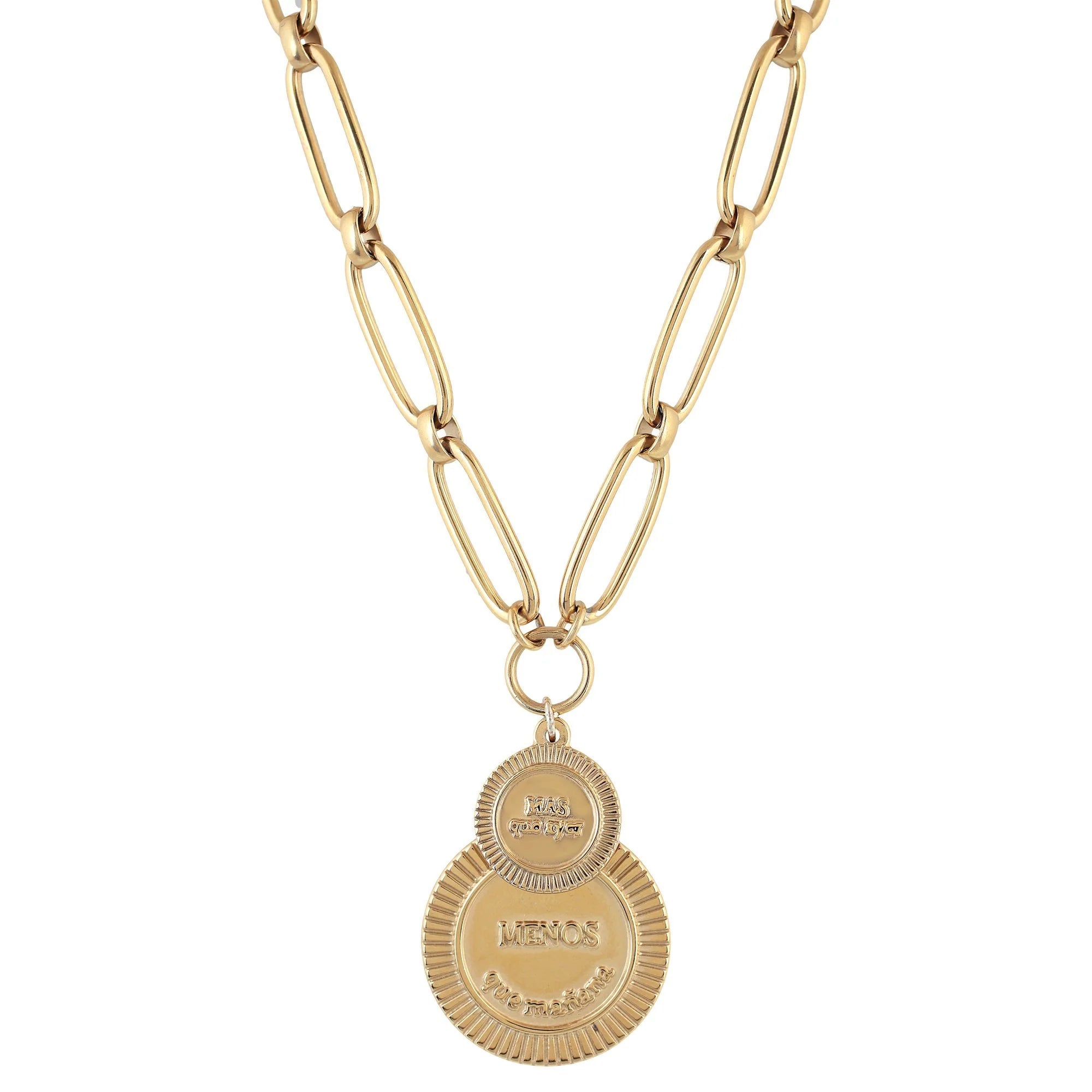 DON'T EVER STOP Double Medal Necklace