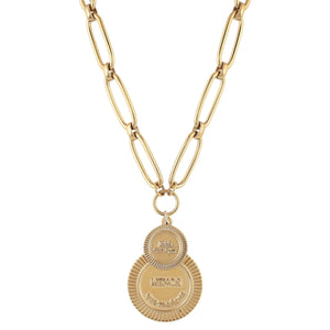 DON'T EVER STOP Double Medal Necklace