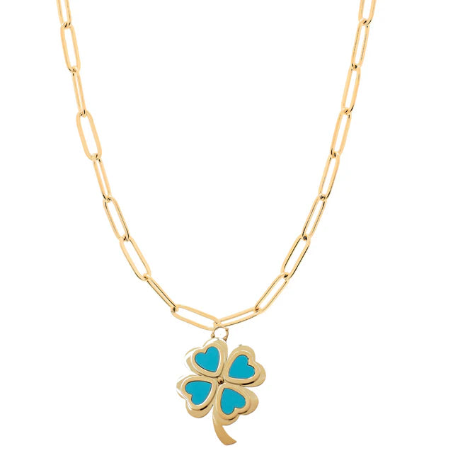 CLEVER CLOVER Turquoise Clip Chain