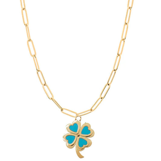 CLEVER CLOVER Turquoise Clip Chain