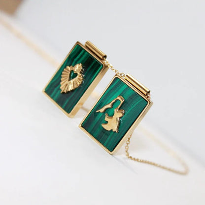 'SCAPULAR' VIRGIN & SACRED HEART -MALACHITE-