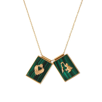 'SCAPULAR' VIRGIN & SACRED HEART -MALACHITE-
