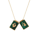 Load image into Gallery viewer, &#39;SCAPULAR&#39; VIRGIN &amp; SACRED HEART -MALACHITE-
