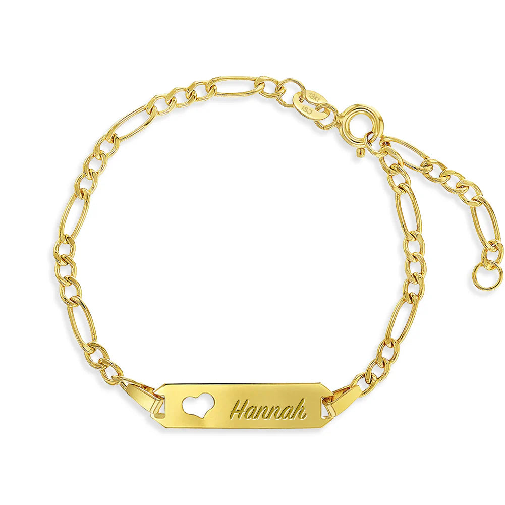 18K Heart Cutout Tag ID Baby Bracelet