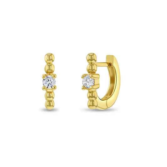 14k Beaded Hoop Earrings