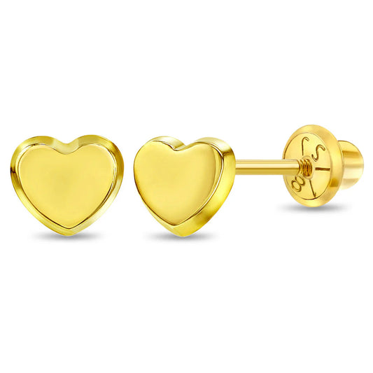18k Gold Classic Polished Heart Earrings