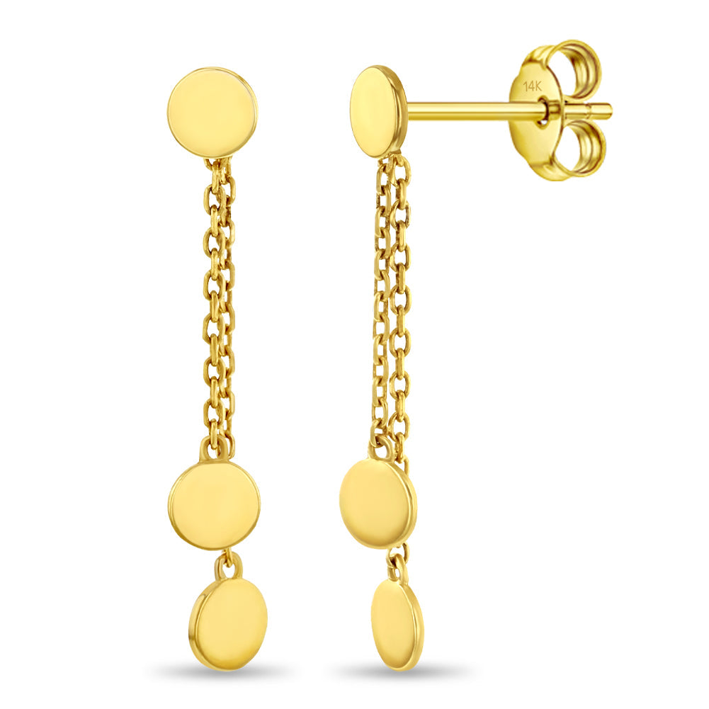 14k Coin Dangle Girl Earrings