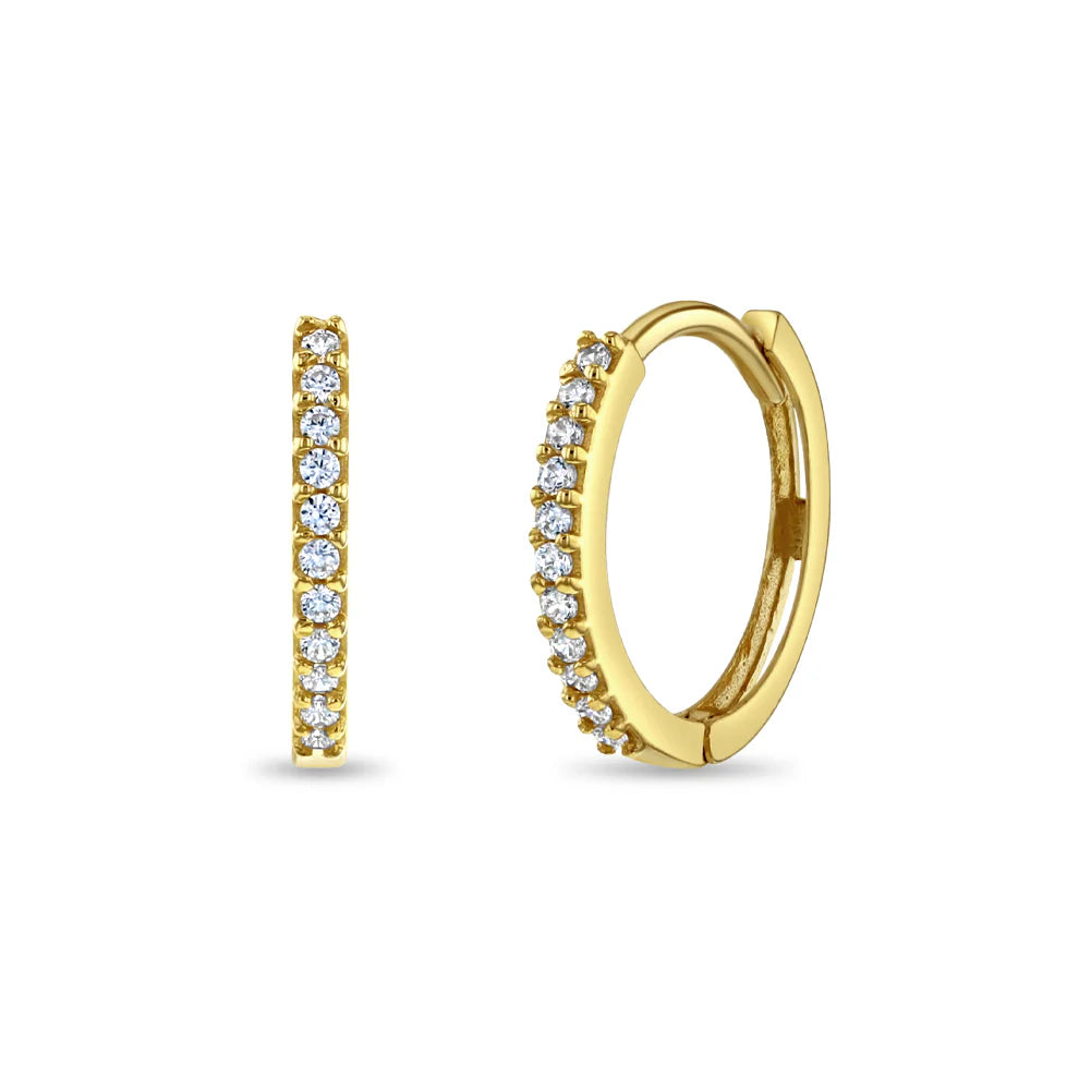 14k Paved Hoop Earrings